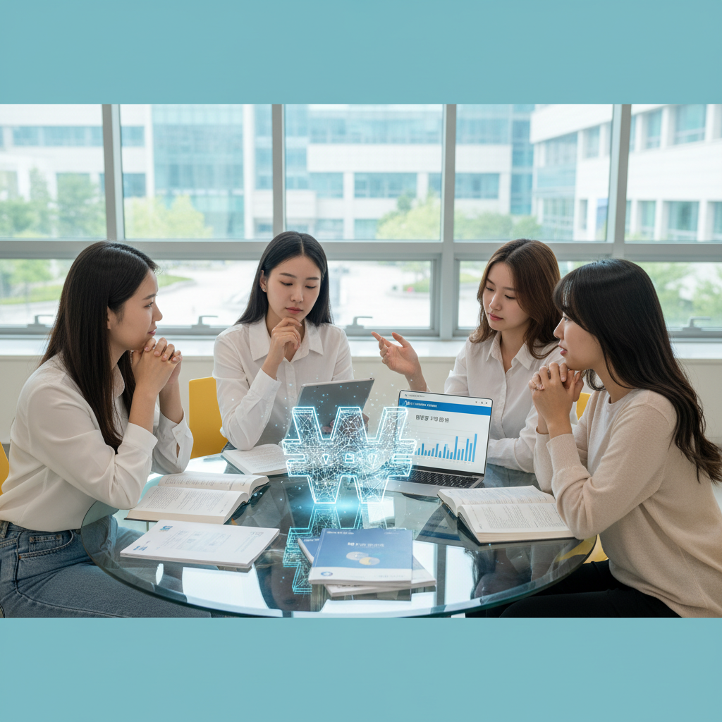 Photorealistic, high-quality image for a Korean education blog. Scene: university tuition funding. Style: professional, bright, modern. No text overlays. Landscape orientation, 16:9 ratio.