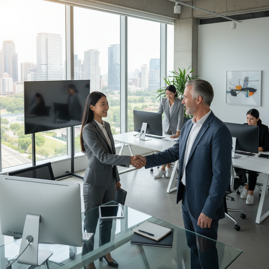 Photorealistic, high-quality image for a Korean education blog. Scene: american university graduate job. Style: professional, bright, modern. No text overlays. Landscape orientation, 16:9 ratio.